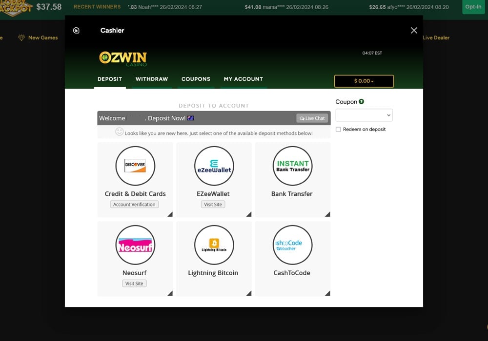 Ozwin 赌场评测：提供欢迎奖金的澳大利亚赌场合法吗？-8