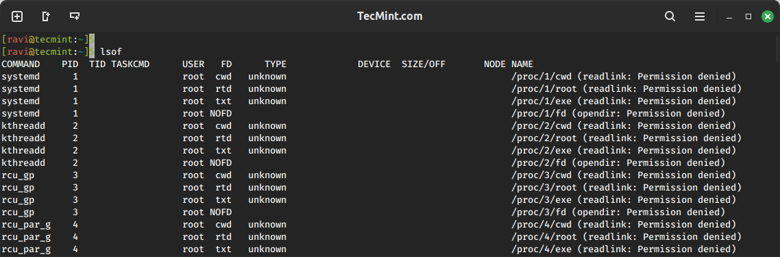 检查 Linux 中打开的文件