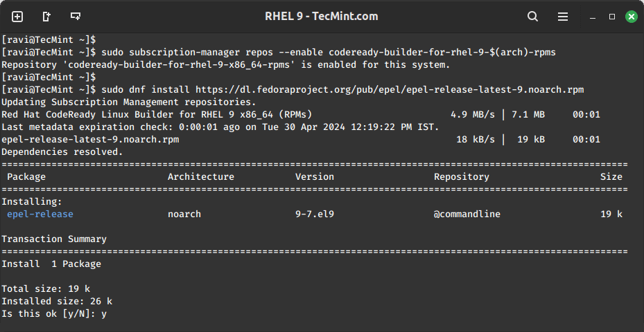 在 RHEL 中启用 EPEL 存储库