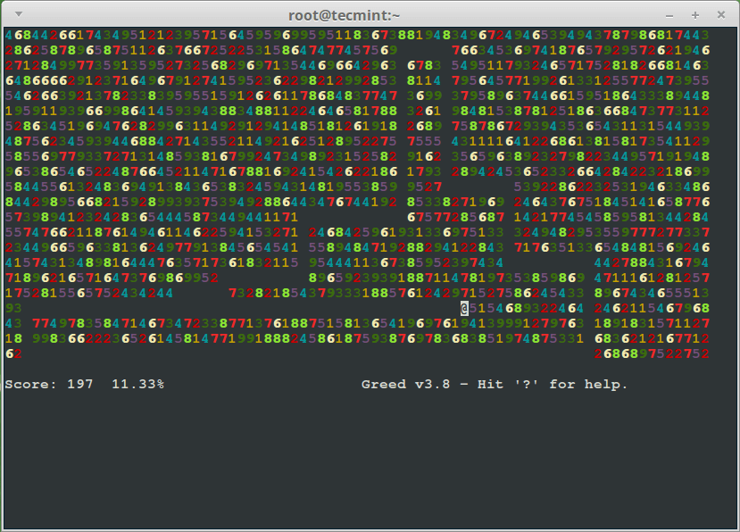 Linux 下的贪婪游戏