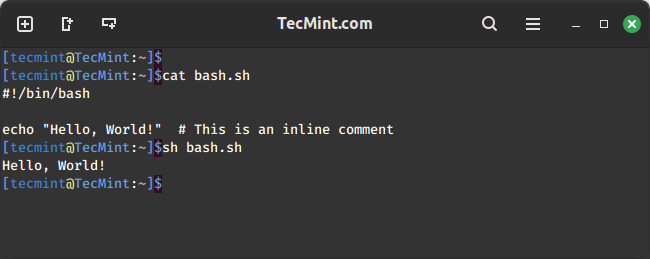 Bash 中的内嵌注释