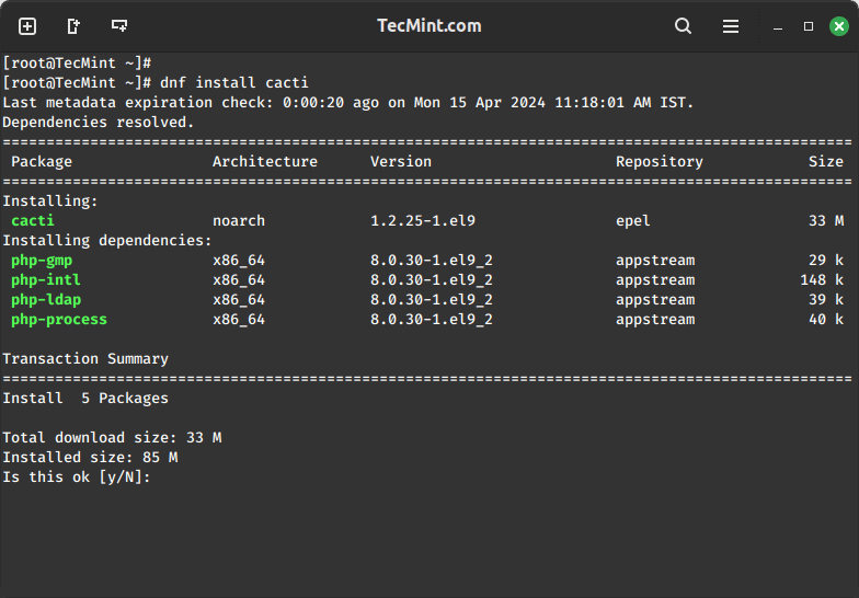 在 Linux 中安装 Cacti