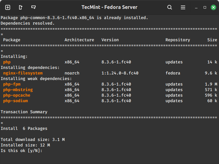 在 Fedora 中安装 PHP