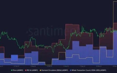 JasmyCoin 飙升 26%，领先前 100 种代币