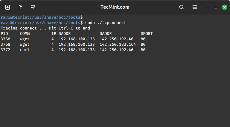 在 Linux 中监控 TCP 连接