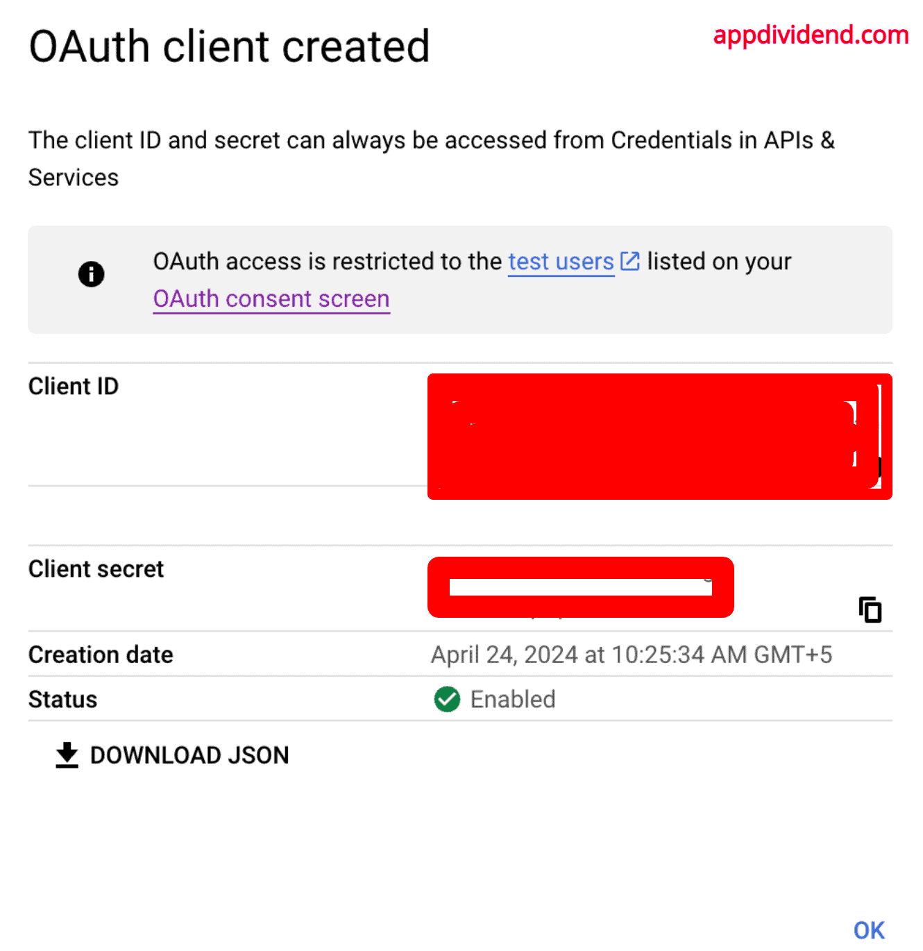 OAuth 客户端 ID 和客户端密码