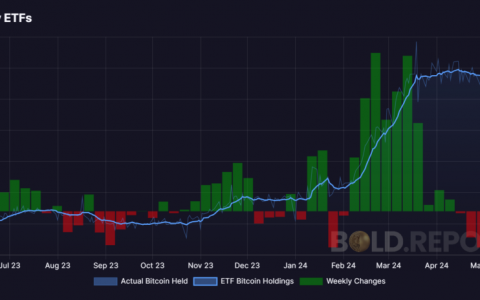 超过 100 万枚比特币现在由 ETF 控制