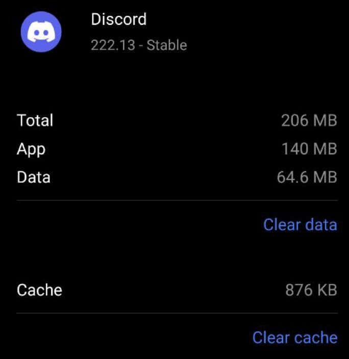 清除 Android 上的 Discord 缓存的屏幕截图